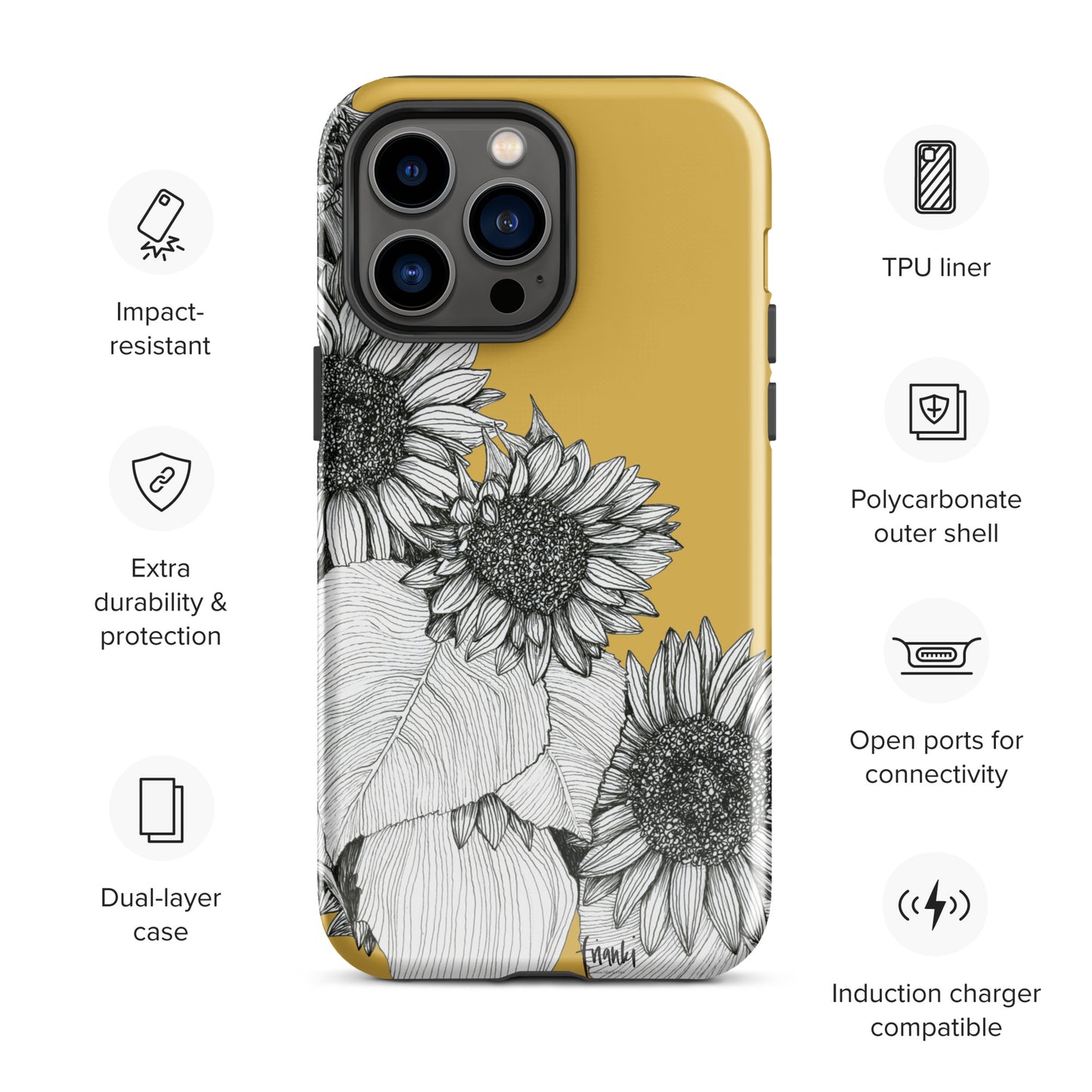 Tough Case for iPhone® Sunflowers Oblique on Mustard