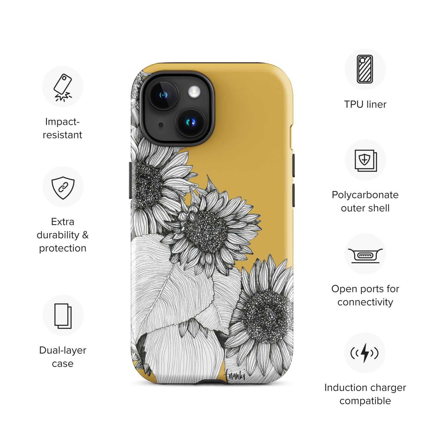 Tough Case for iPhone® Sunflowers Oblique on Mustard