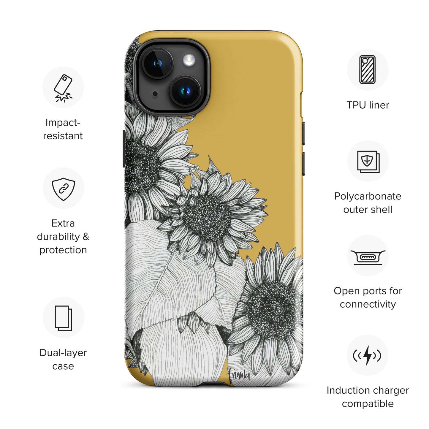 Tough Case for iPhone® Sunflowers Oblique on Mustard