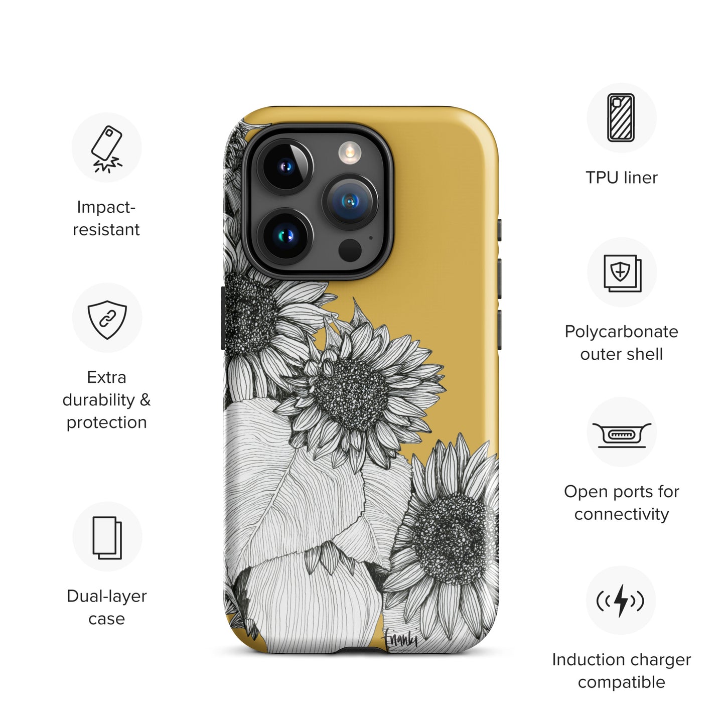 Tough Case for iPhone® Sunflowers Oblique on Mustard
