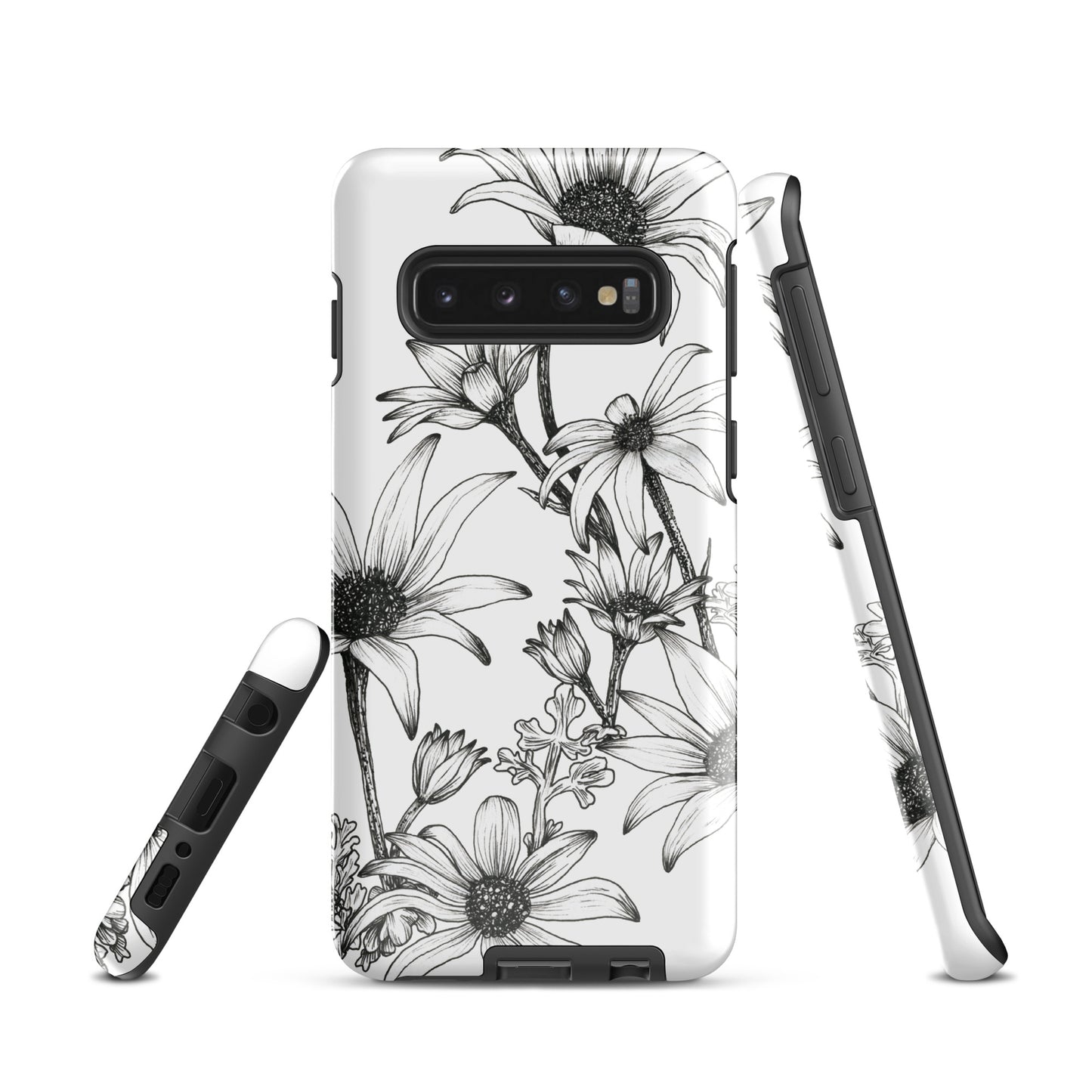 Tough case for Samsung® S10 - S24 Flannel Flower White