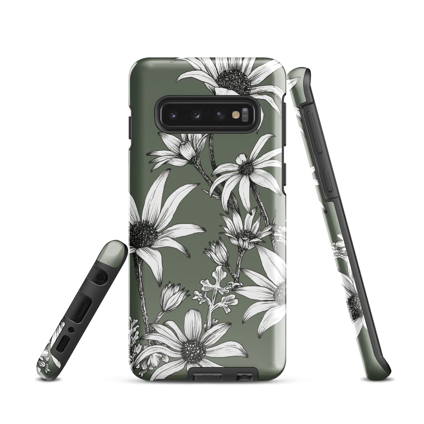 Tough case for Samsung® S10 - S24 Flannel Flower Dark Sage
