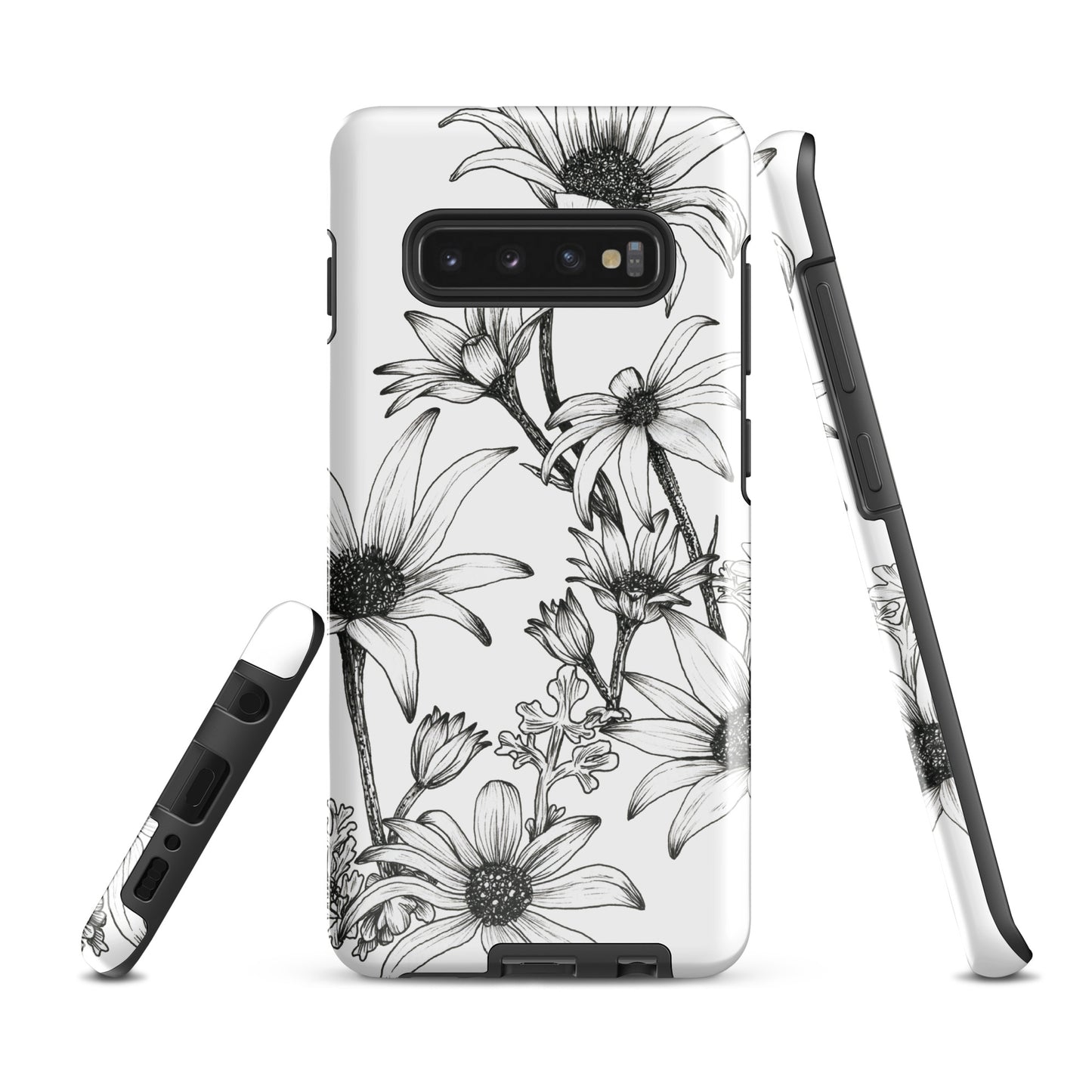 Tough case for Samsung® S10 - S24 Flannel Flower White