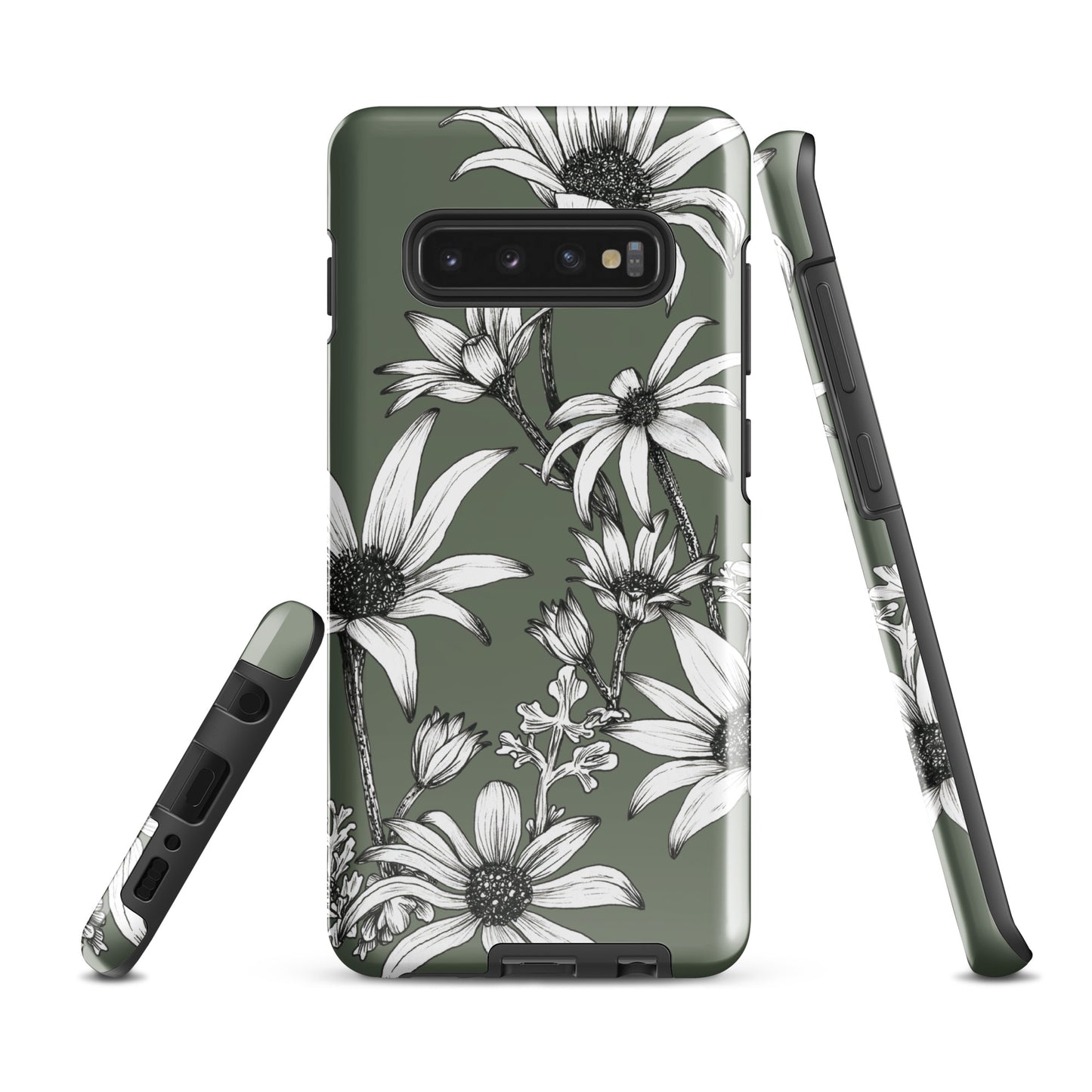 Tough case for Samsung® S10 - S24 Flannel Flower Dark Sage