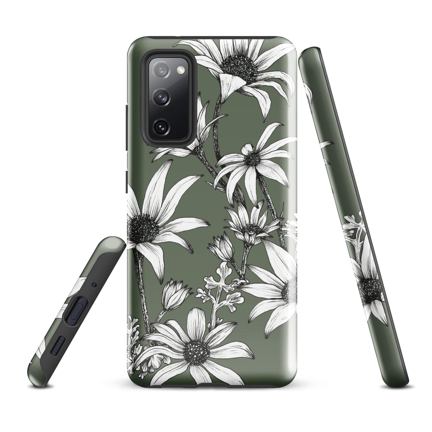 Tough case for Samsung® S10 - S24 Flannel Flower Dark Sage