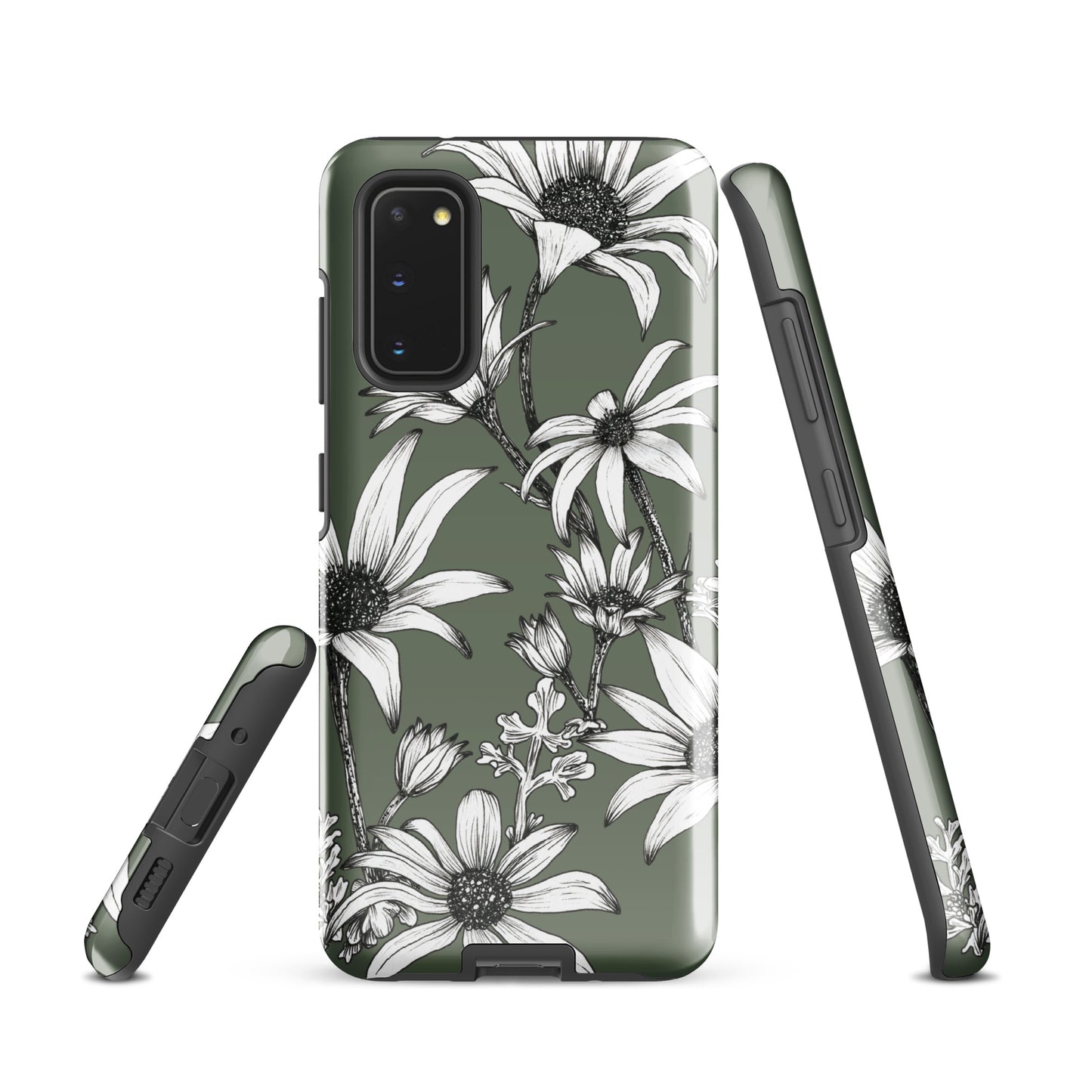 Tough case for Samsung® S10 - S24 Flannel Flower Dark Sage