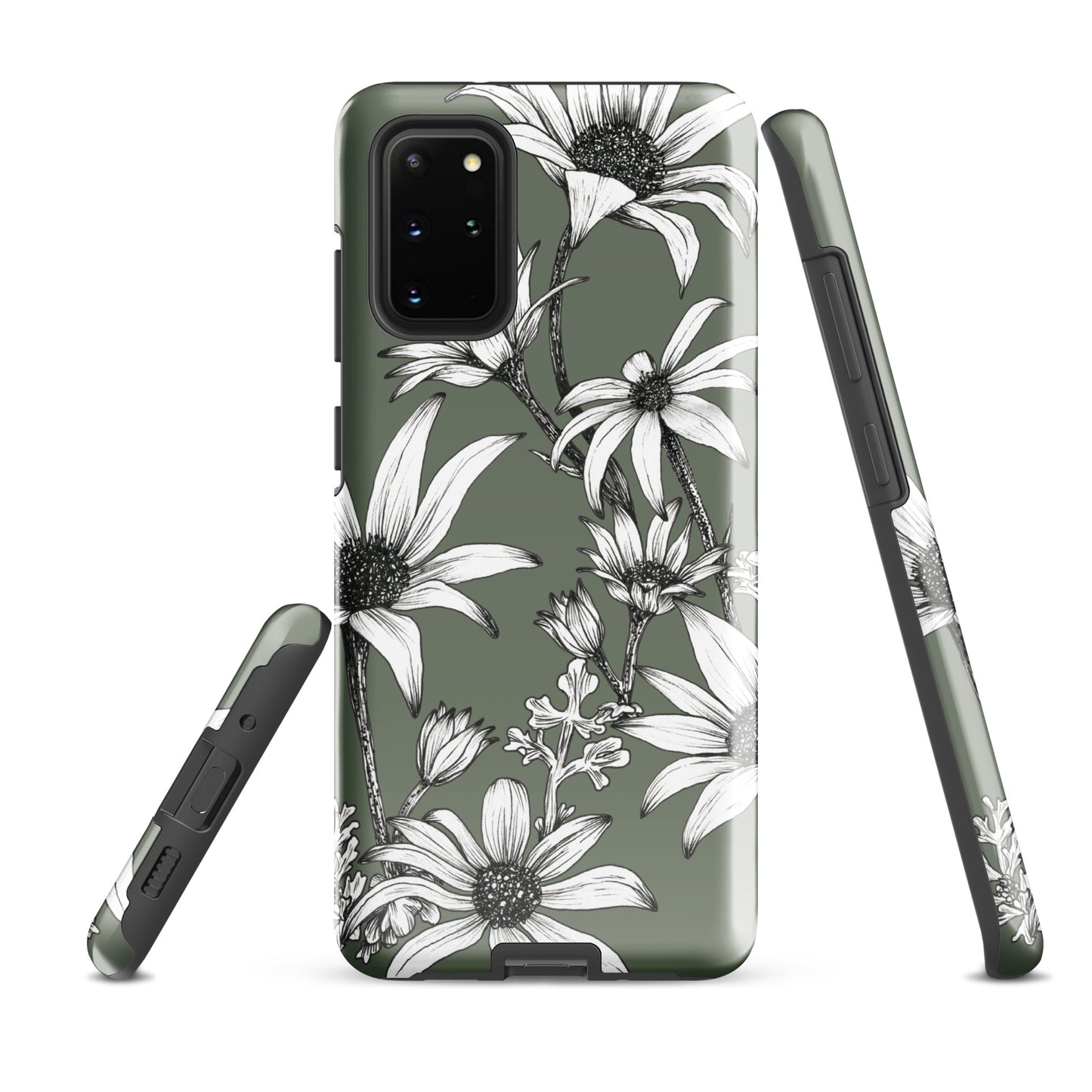 Tough case for Samsung® S10 - S24 Flannel Flower Dark Sage
