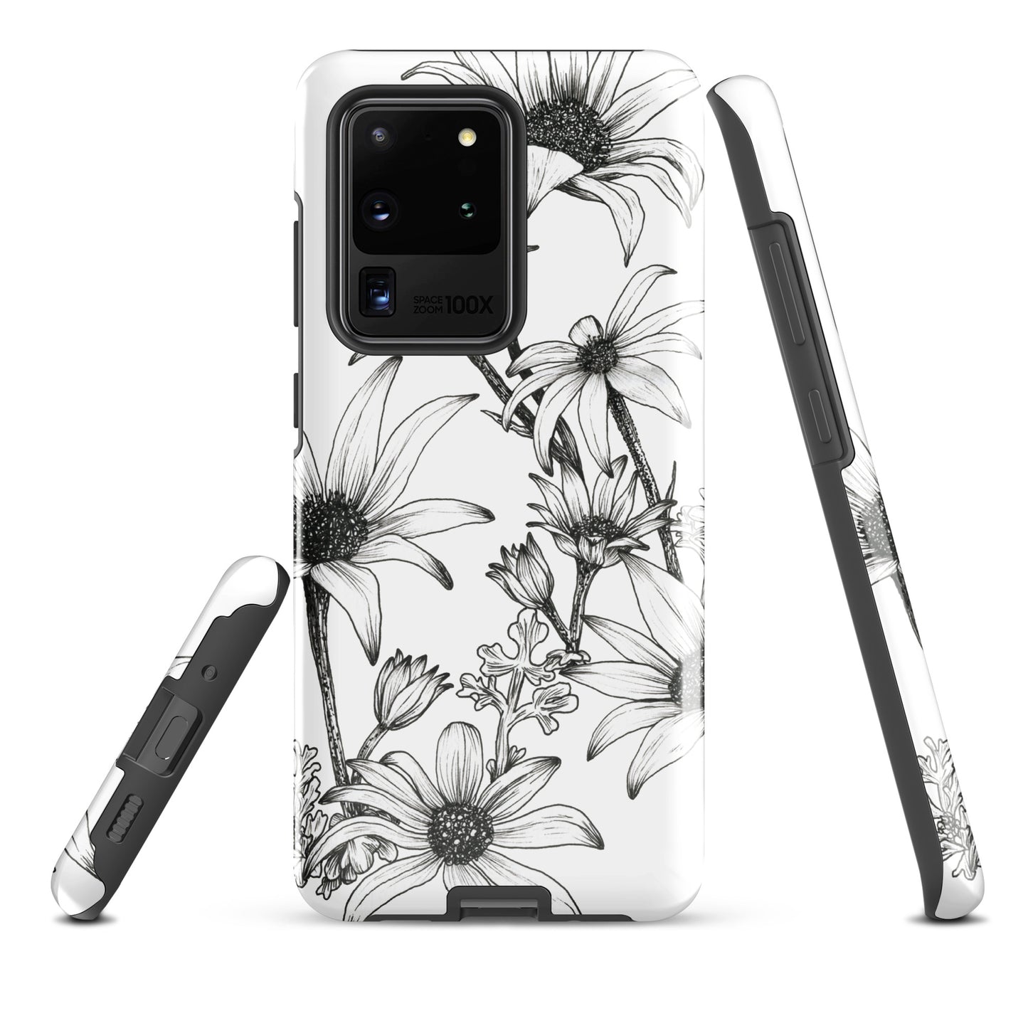 Tough case for Samsung® S10 - S24 Flannel Flower White