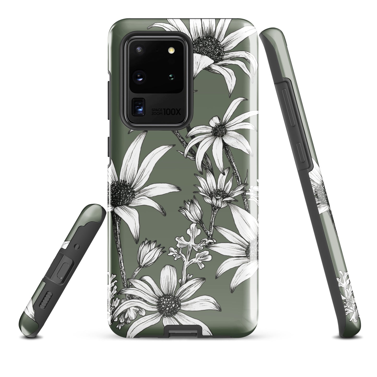 Tough case for Samsung® S10 - S24 Flannel Flower Dark Sage