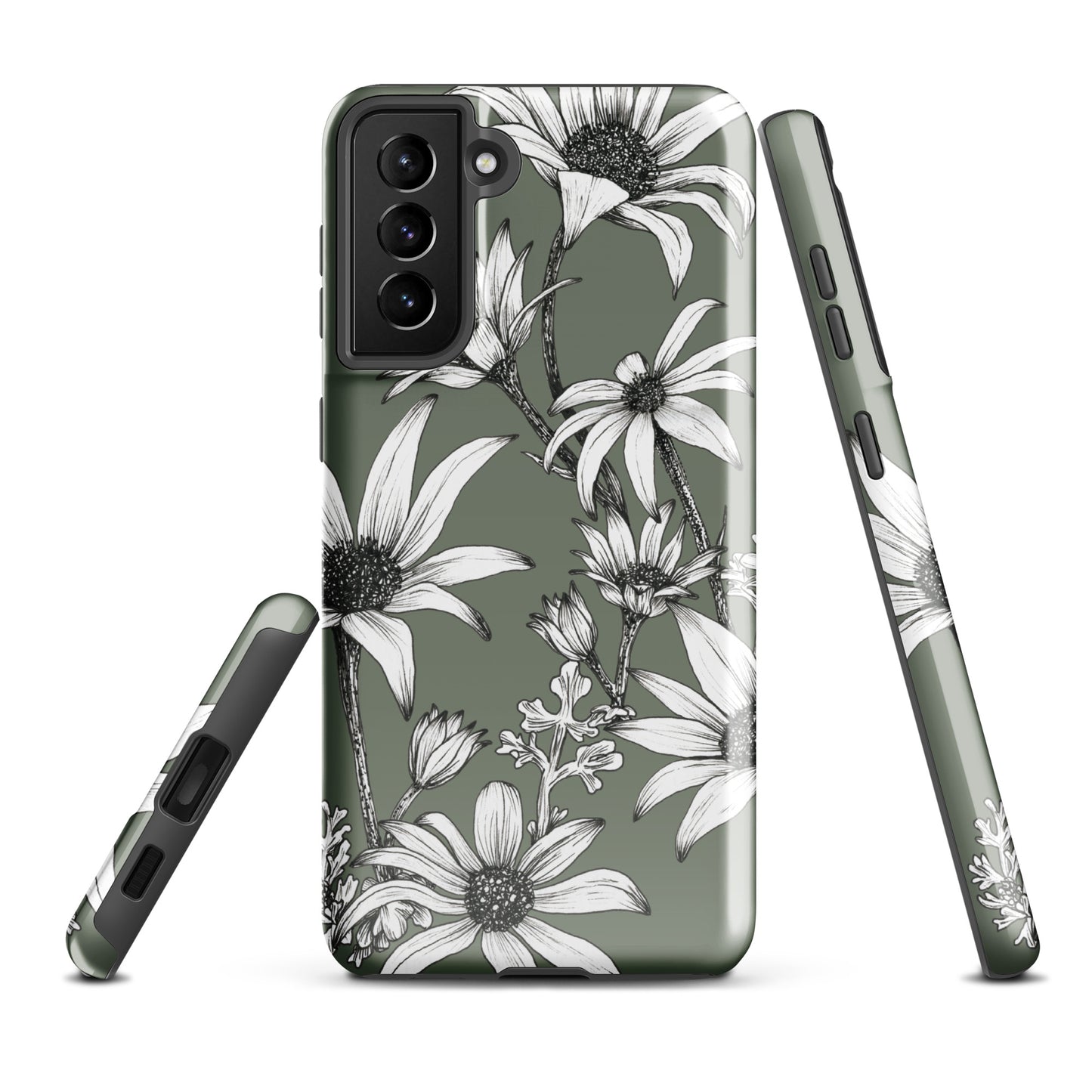 Tough case for Samsung® S10 - S24 Flannel Flower Dark Sage