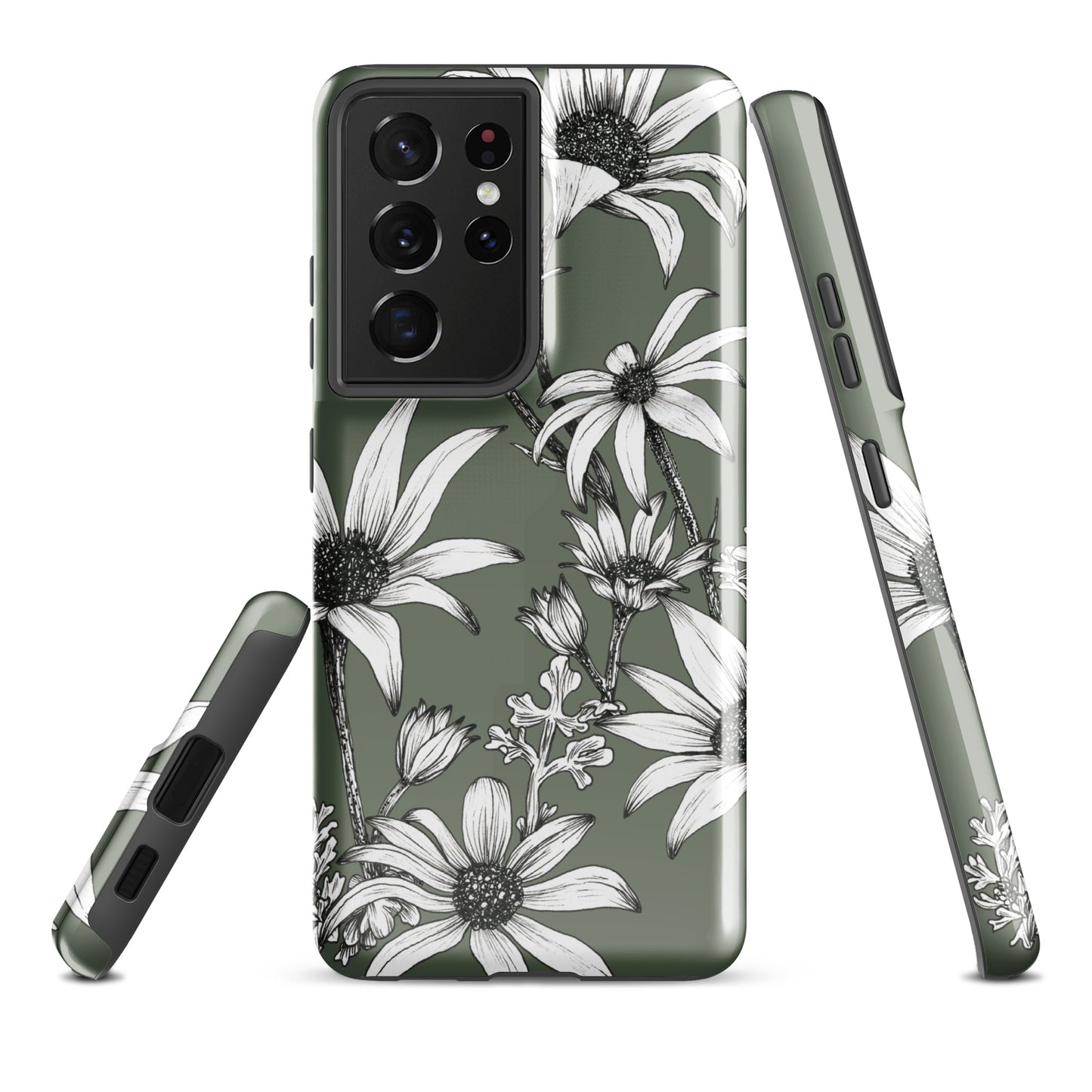 Tough case for Samsung® S10 - S24 Flannel Flower Dark Sage