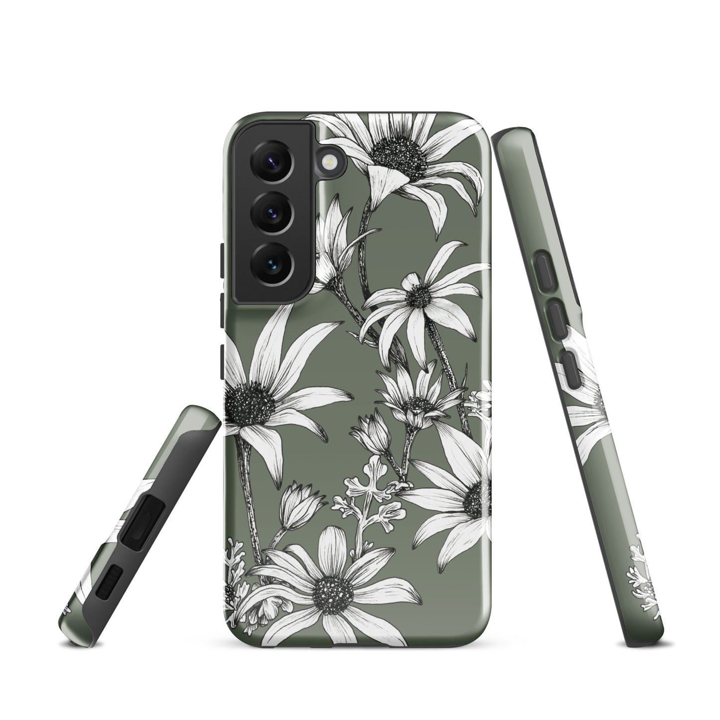 Tough case for Samsung® S10 - S24 Flannel Flower Dark Sage