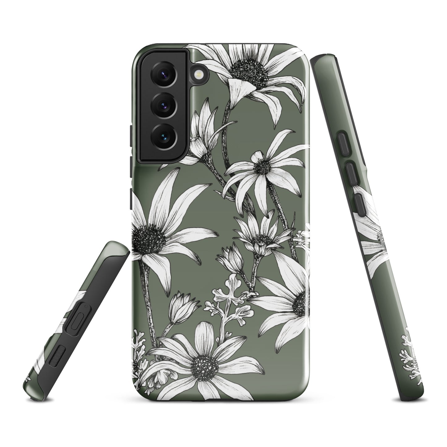 Tough case for Samsung® S10 - S24 Flannel Flower Dark Sage