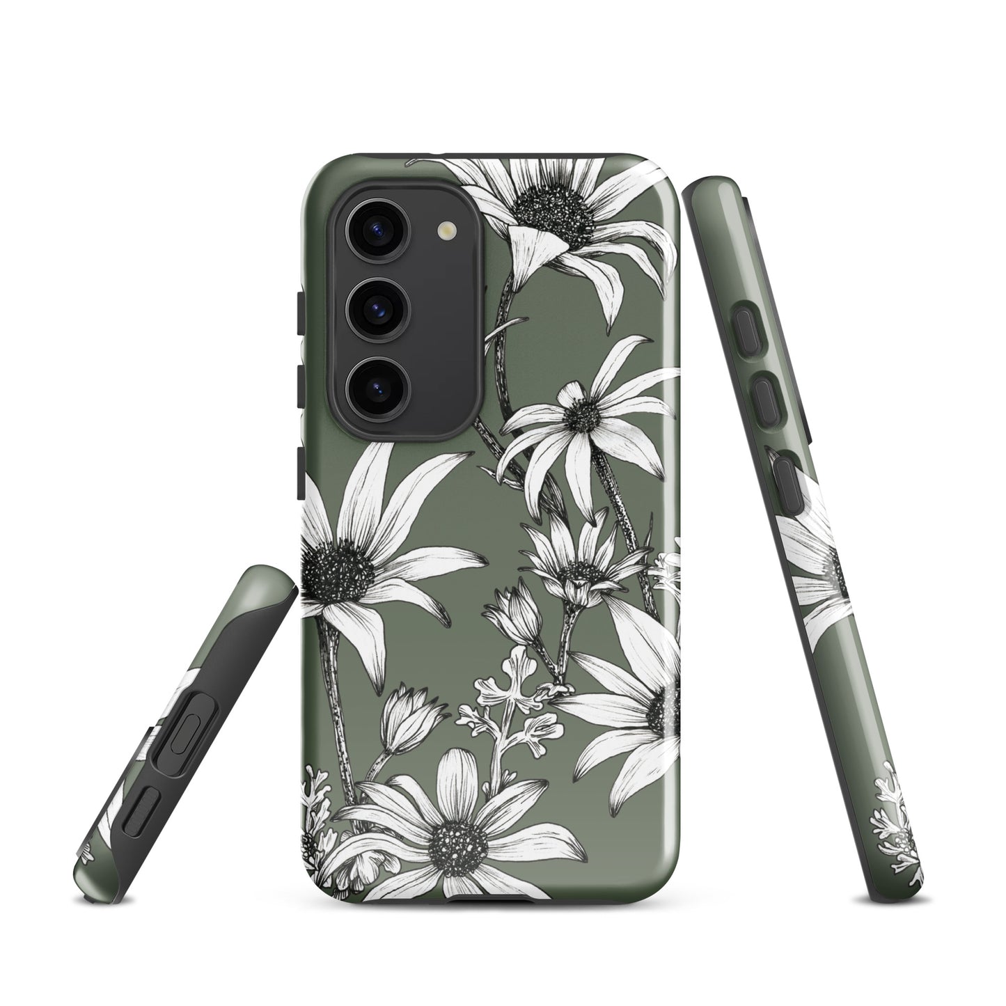 Tough case for Samsung® S10 - S24 Flannel Flower Dark Sage