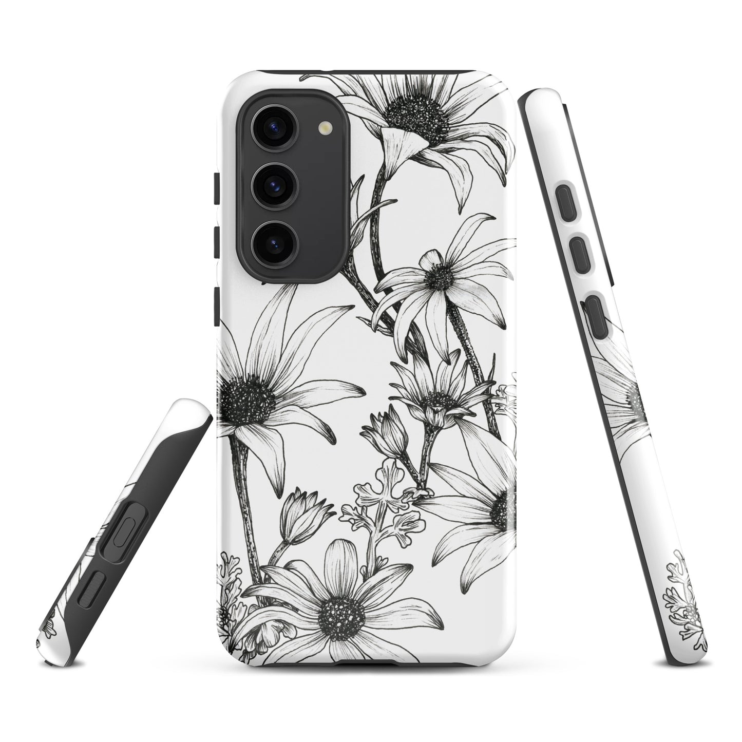 Tough case for Samsung® S10 - S24 Flannel Flower White