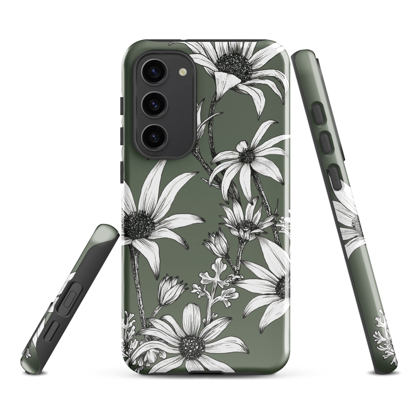 Tough case for Samsung® S10 - S24 Flannel Flower Dark Sage