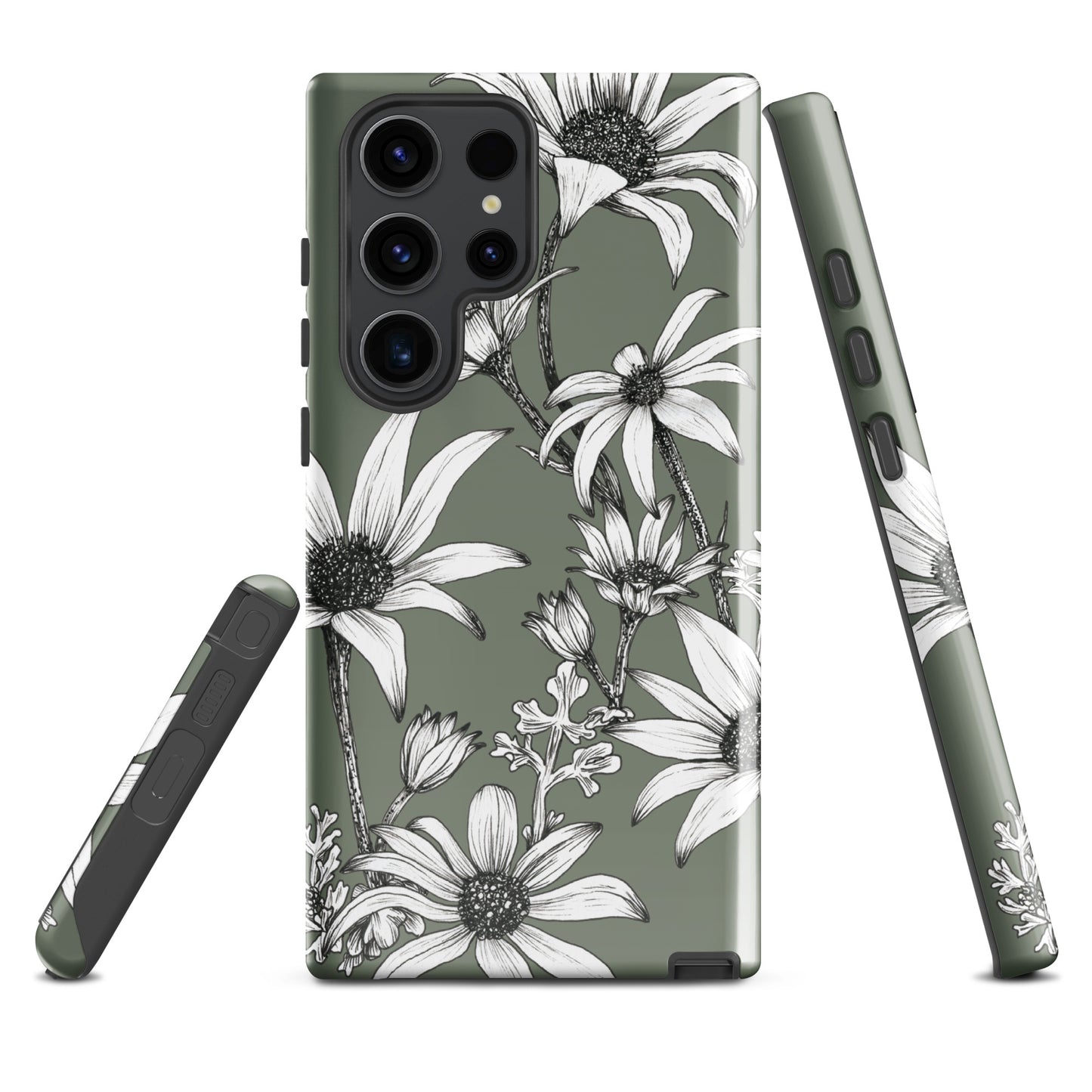 Tough case for Samsung® S10 - S24 Flannel Flower Dark Sage