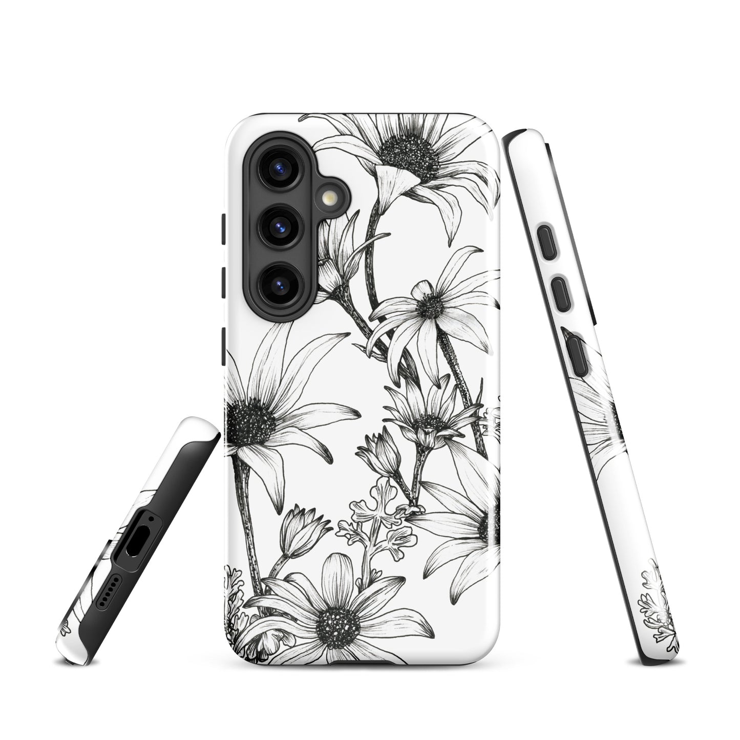 Tough case for Samsung® S10 - S24 Flannel Flower White
