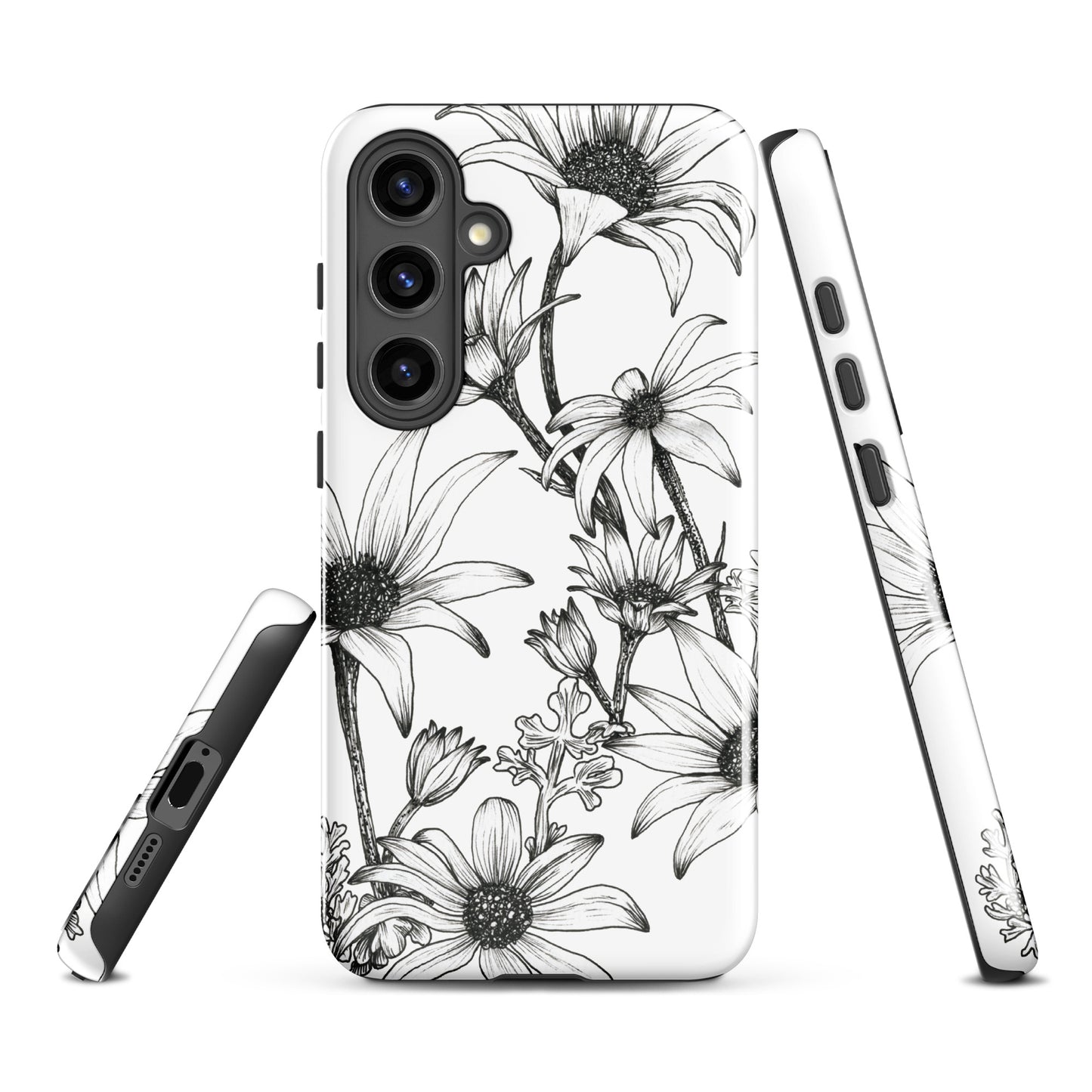 Tough case for Samsung® S10 - S24 Flannel Flower White