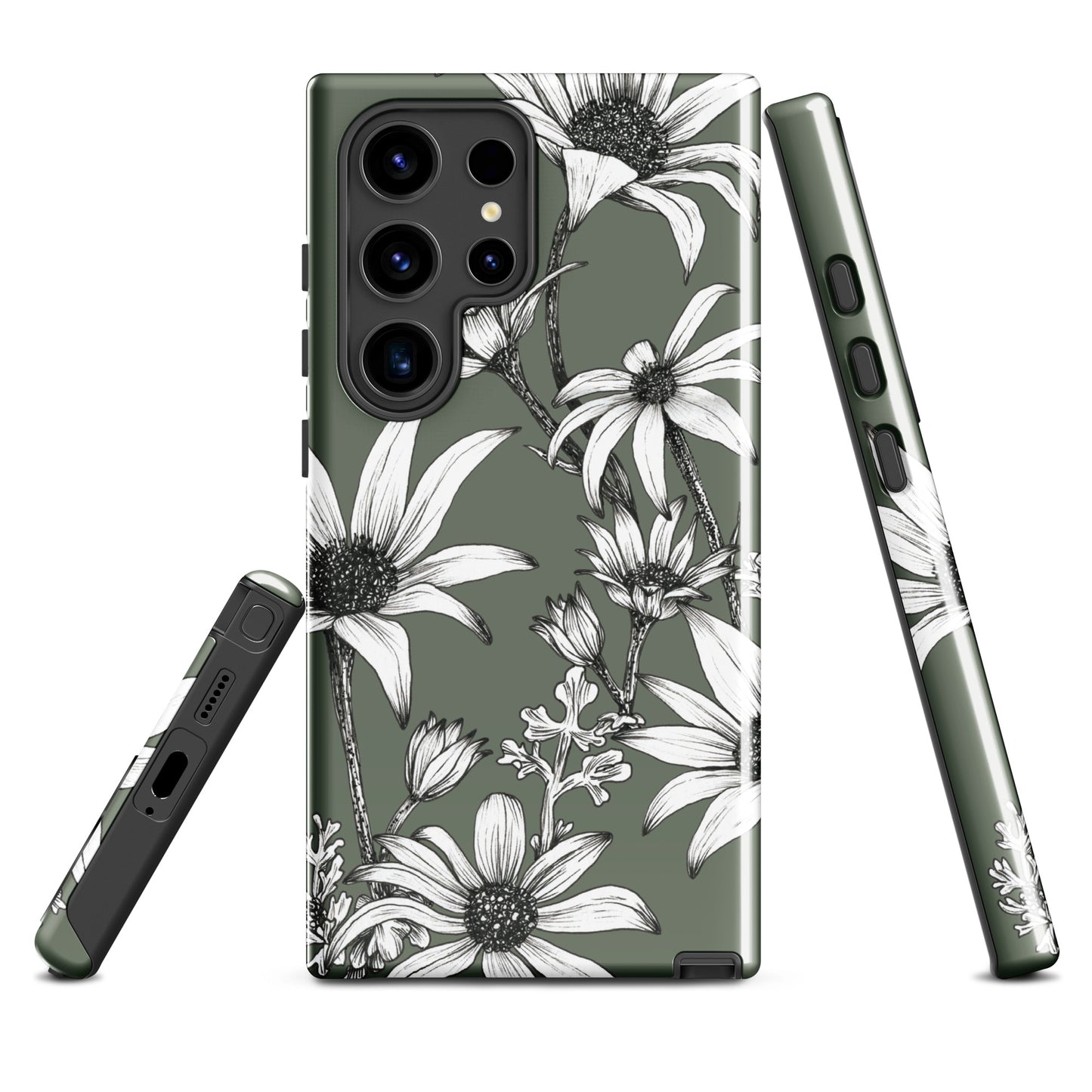 Tough case for Samsung® S10 - S24 Flannel Flower Dark Sage