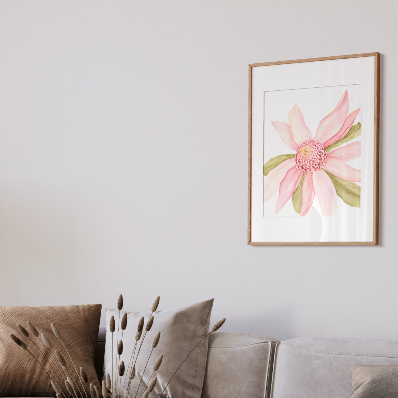 The Graceful Waratah | Bright Collection | Watercolour Australian Native Fine Art Print Artwork Frianki