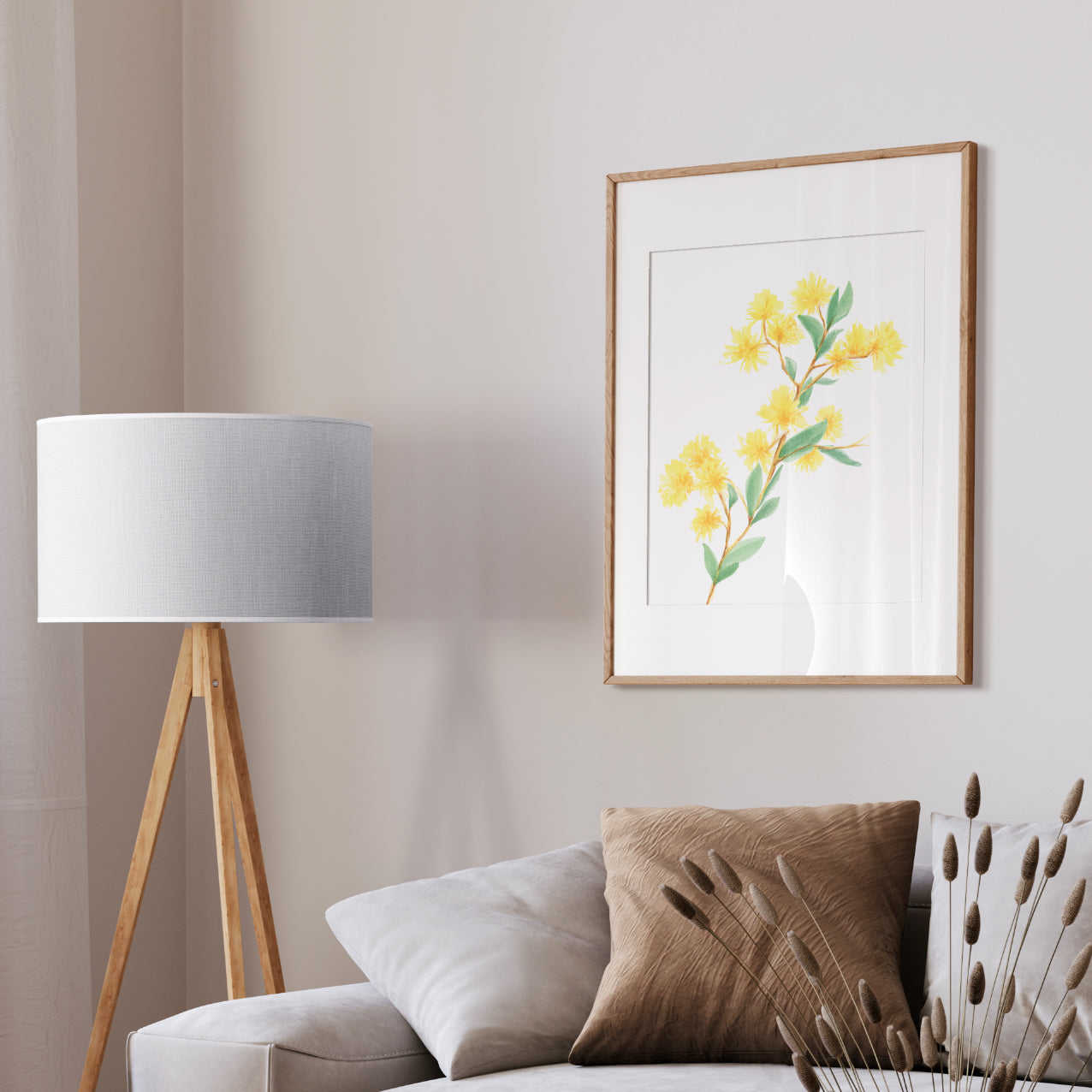 The Peaceful Wattle | Bright Collection | Watercolour Australian Native Fine Art Print Artwork Frianki