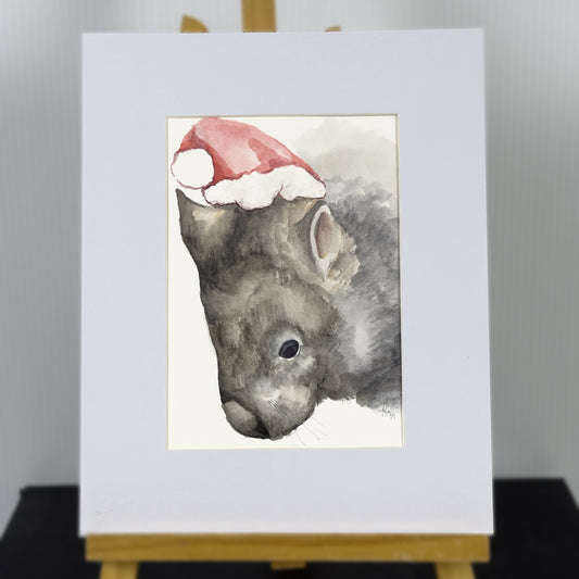 Christmas wombat original artwork