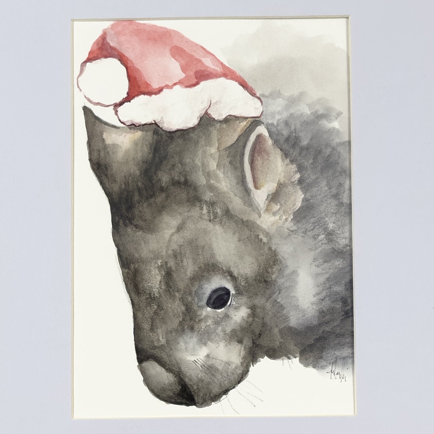 Christmas wombat original artwork