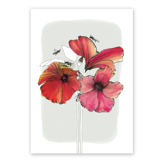 Hibiscus & Homalictus Bees | Vivid Collection | Australian Watercolour Artwork Frianki
