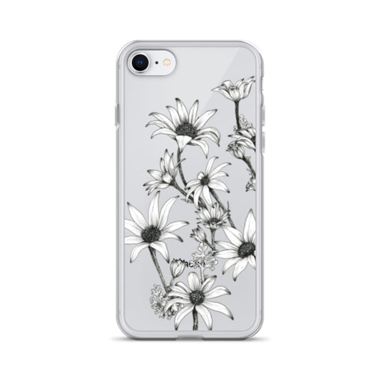 Clear Case for iPhone® X/11/12 Flannel Flower White