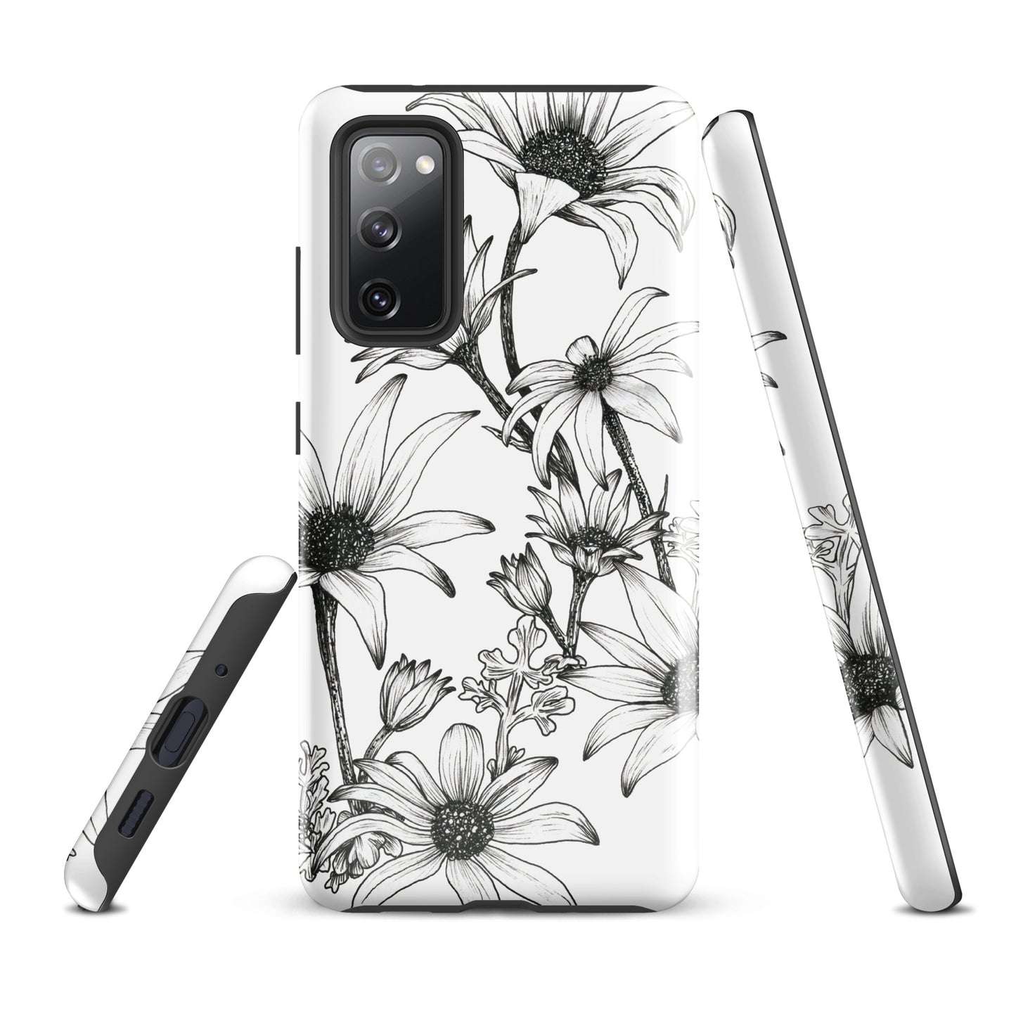 Tough case for Samsung® S10 - S24 Flannel Flower White