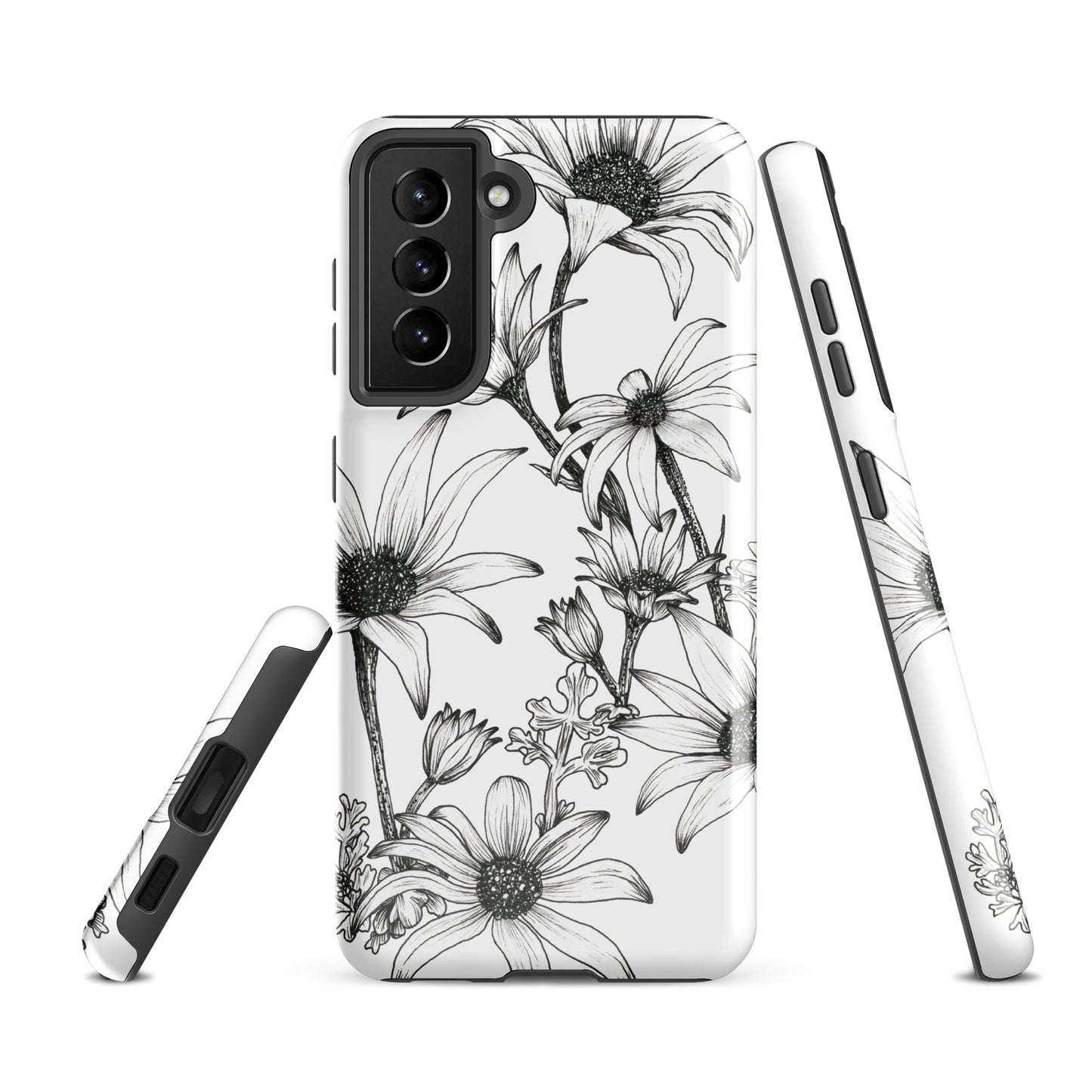Tough case for Samsung® S10 - S24 Flannel Flower White
