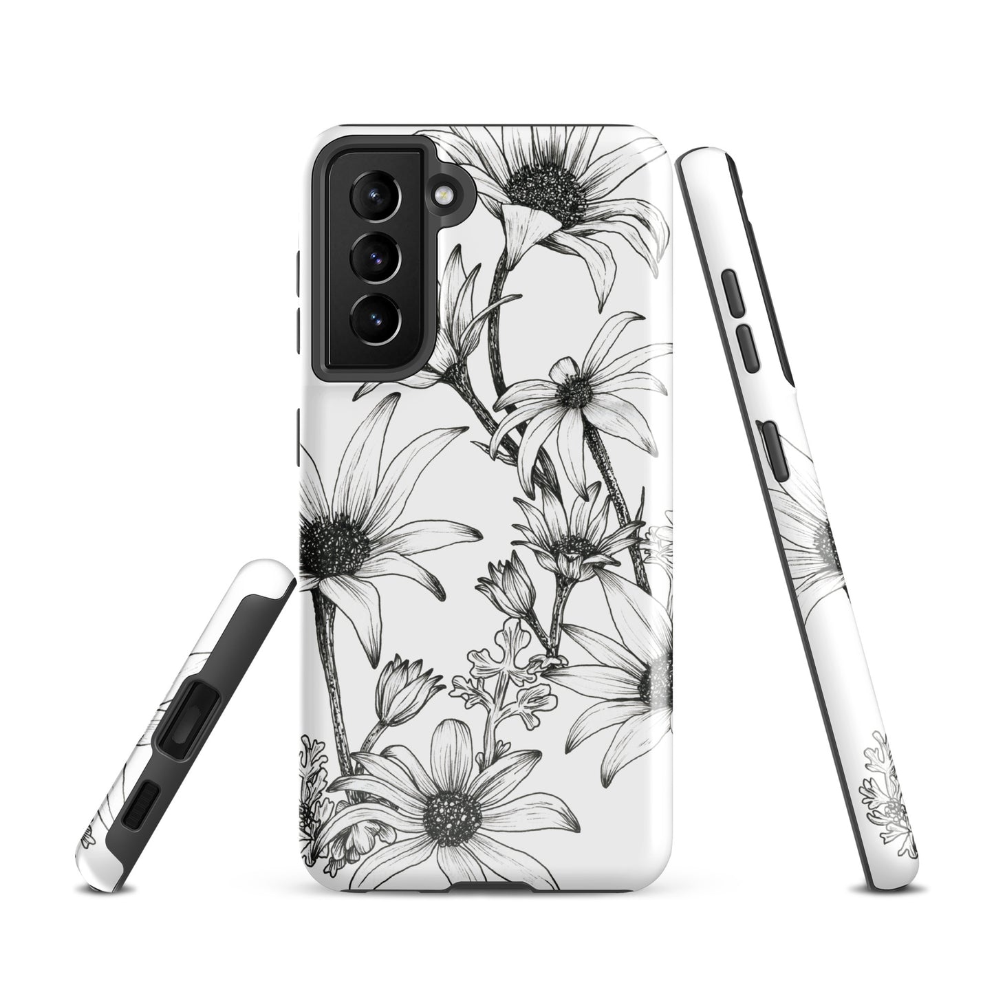 Tough case for Samsung® S10 - S24 Flannel Flower White