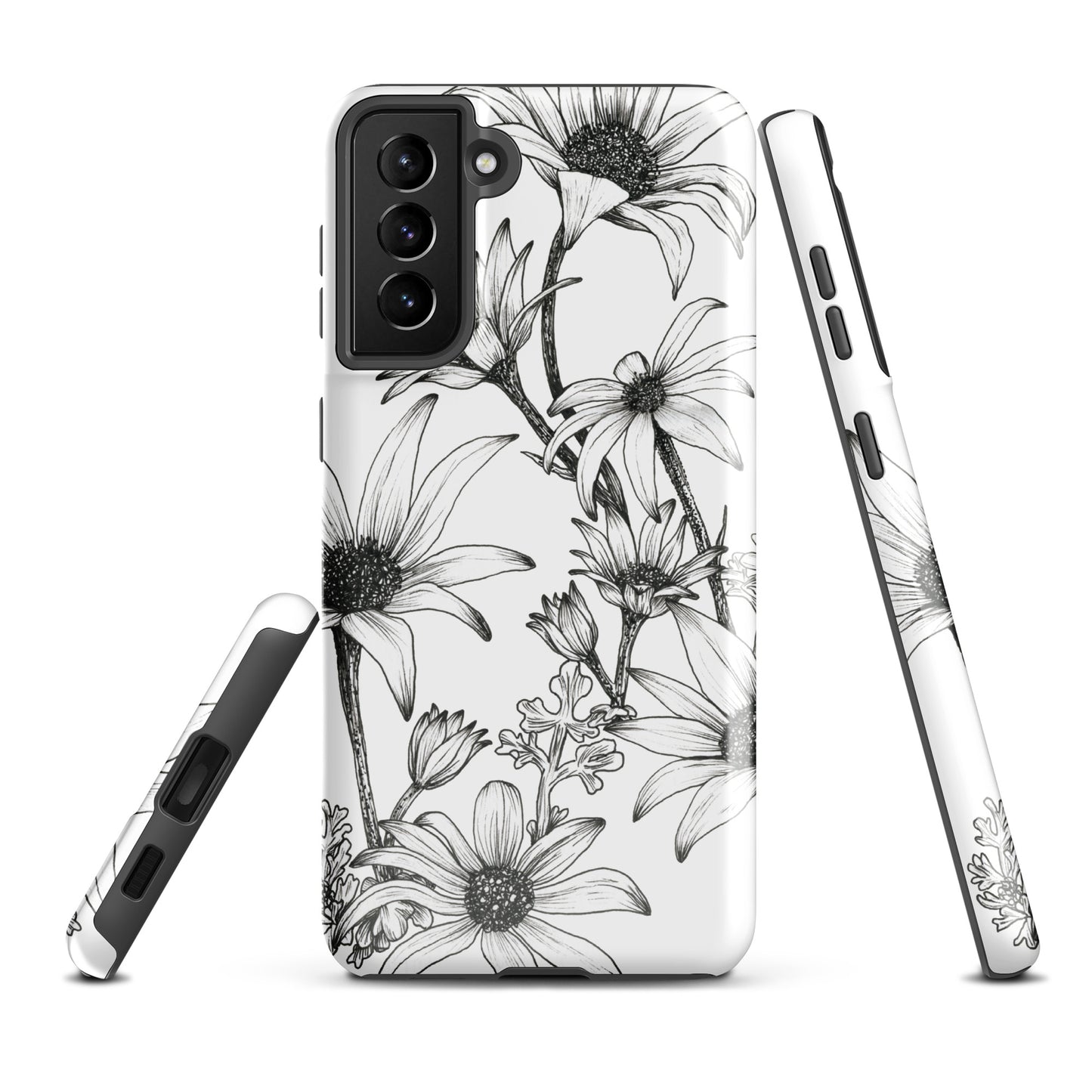 Tough case for Samsung® S10 - S24 Flannel Flower White