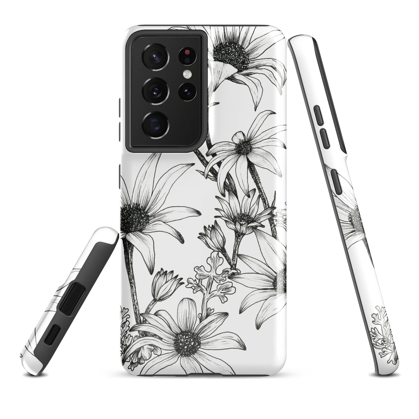 Tough case for Samsung® S10 - S24 Flannel Flower White