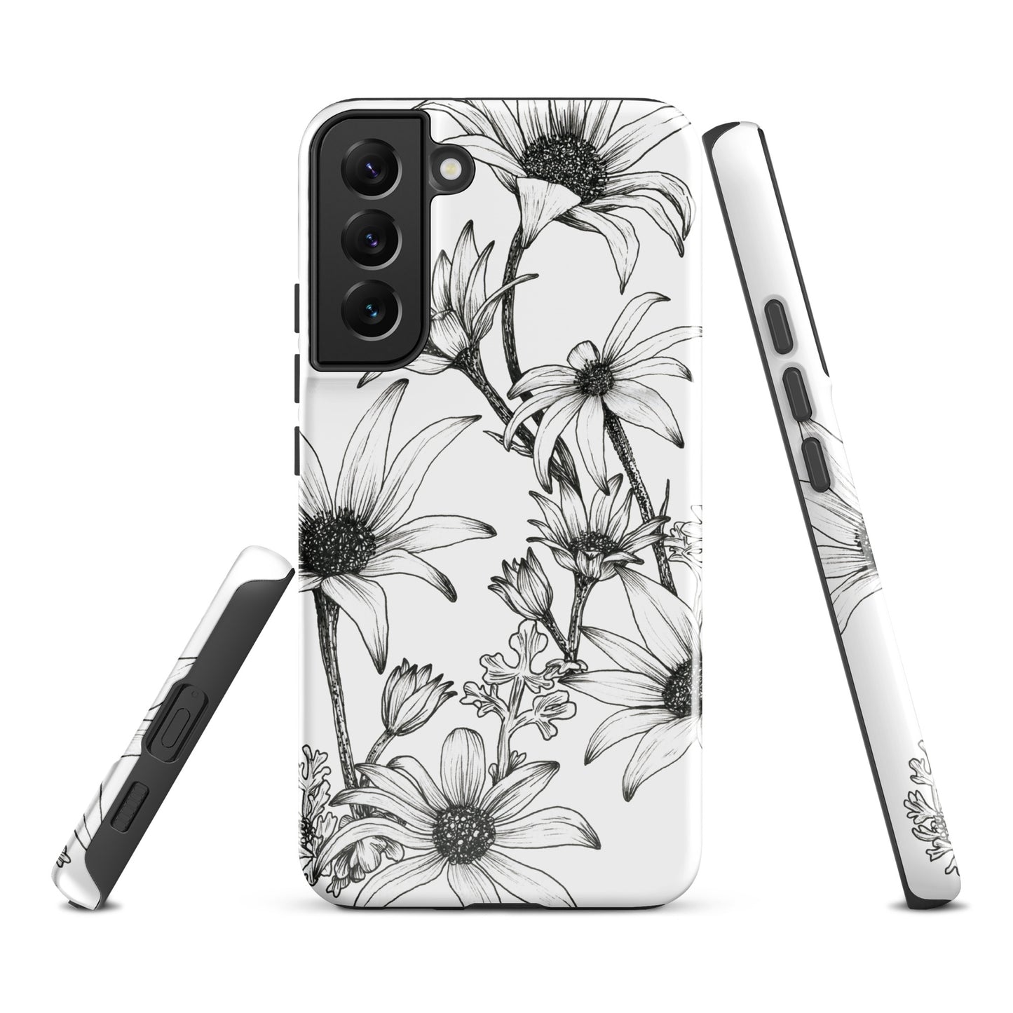 Tough case for Samsung® S10 - S24 Flannel Flower White