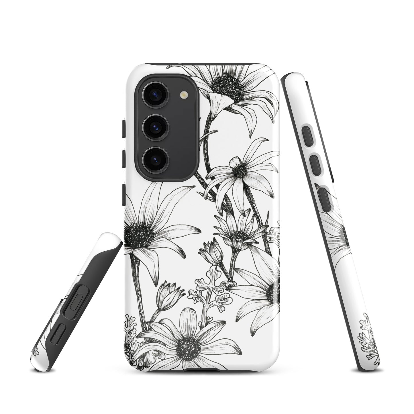 Tough case for Samsung® S10 - S24 Flannel Flower White