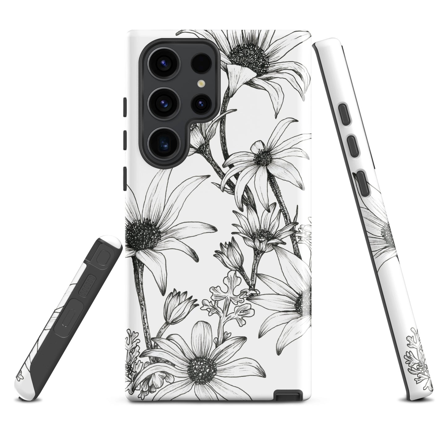 Tough case for Samsung® S10 - S24 Flannel Flower White