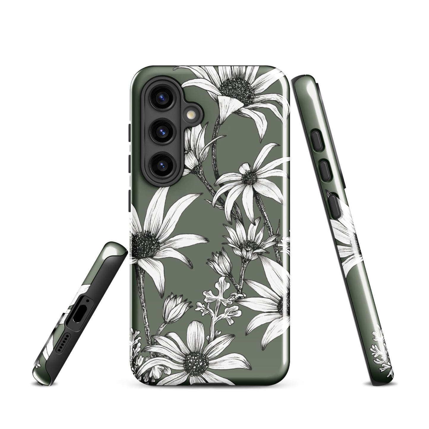 Tough case for Samsung® S10 - S24 Flannel Flower Dark Sage