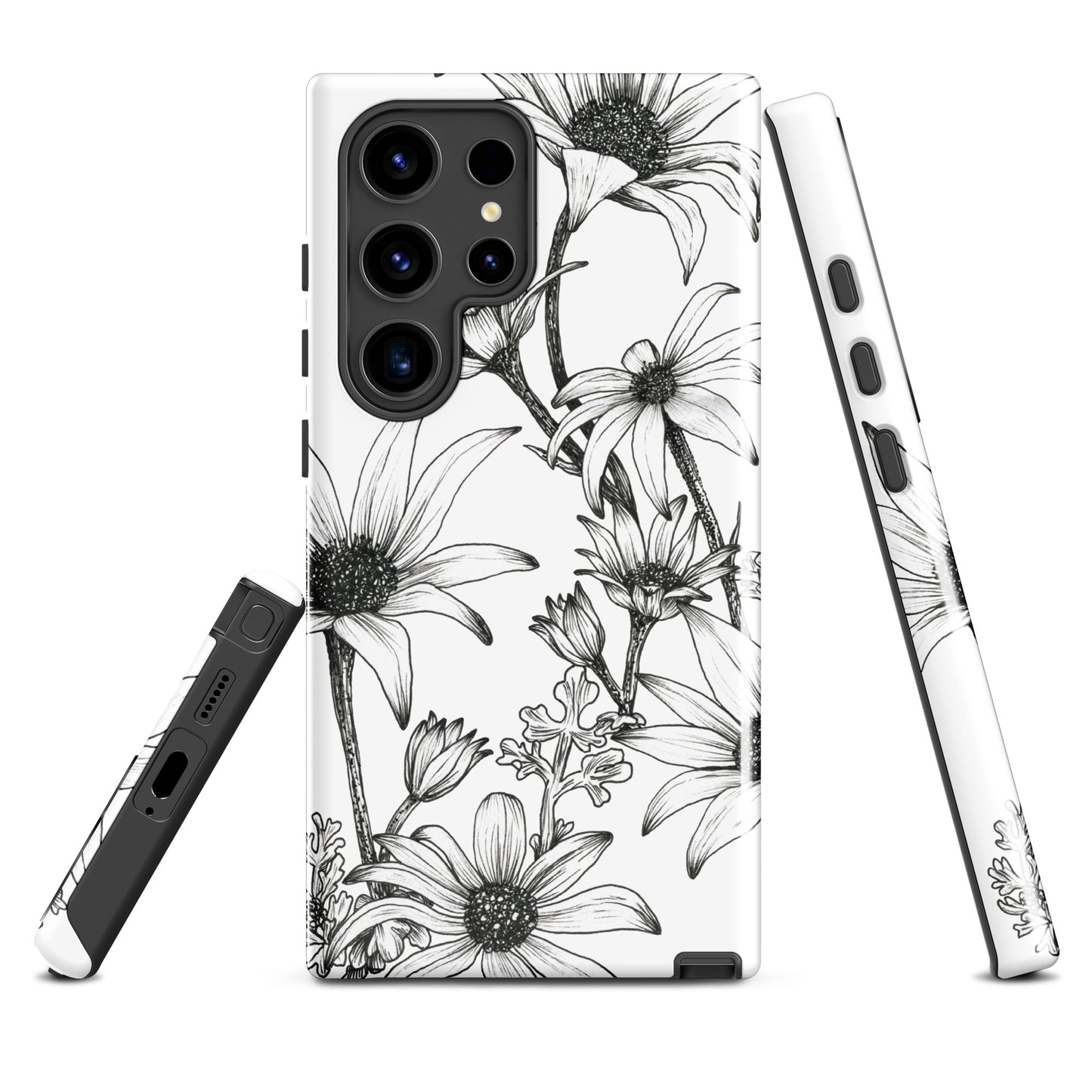 Tough case for Samsung® S10 - S24 Flannel Flower White